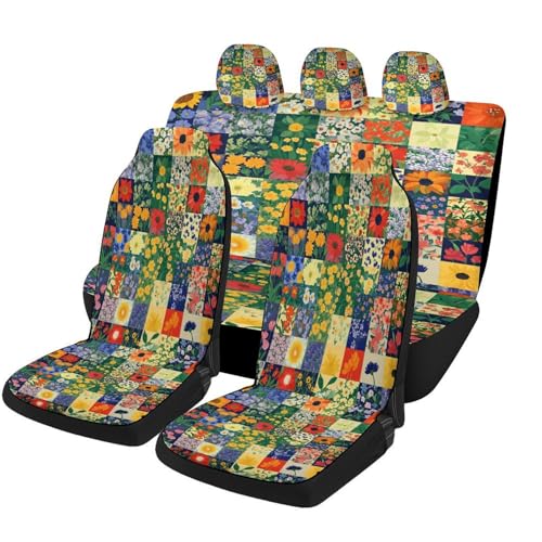 Floral Patchwork Quilt Universal Car Seat Cover Automotive Seat Covers Compatible Universal Fit for SUV Van Trucks - size: Fullset