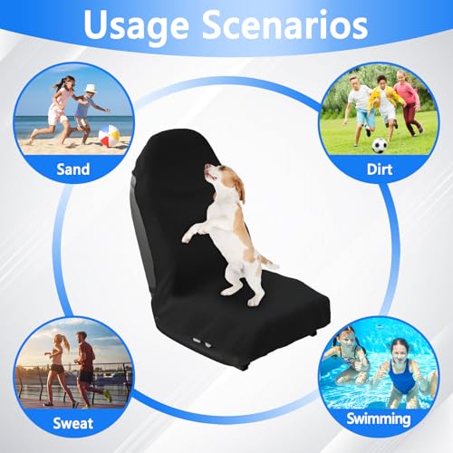 Car Seat Cover Waterproof,Protector Front Seats Sweat Towel Car Seat Covers,Universal Non-Slip Car Seat Towel Cover for Gym Workout Running Beach Swimming for Cars SUV Trucks, Black