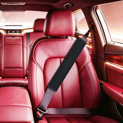 Extended Seat Belt Cover Pad, 2 Pack Soft & Comfortable Universal Seatbelt Covers for Adults and Kids, Fits Car Seat Belts, Armrest, and Backpacks (Black) - color: Black
