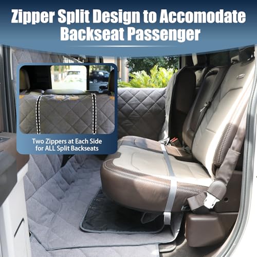 Dog Car Seat Cover for Back Seat, Hard Bottom Car Seat Cover with Door Protector for Full-Size Crewcab Trucks, Scratch-Resistant, Waterproof Back Seat Extender for Dogs