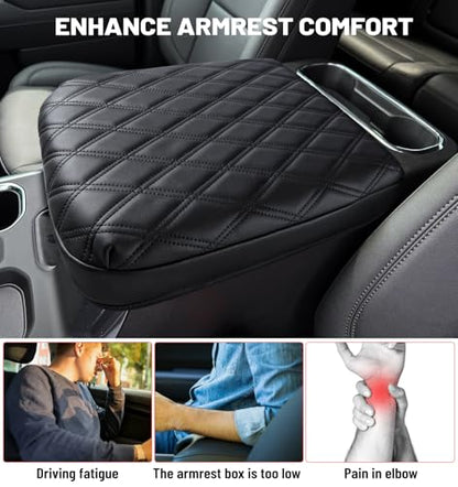 Center Console Armrest Cover for Chevy Chevrolet Silverado/GMC Sierra 2019-2024 2025, Tahoe & Suburban & Yukon 2021-2025, PU Leather Middle Console Cover Protector Pad, Truck Interior Accessories - style: Bucket Seat 2019+