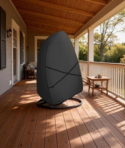 ULTCOVER Patio Hanging Egg Chair Cover - Waterproof Outdoor Double Seat Swing Egg Chair with Stand Cover 66W x 43D x 68H inches, Black - color: Black, size: Double Seat