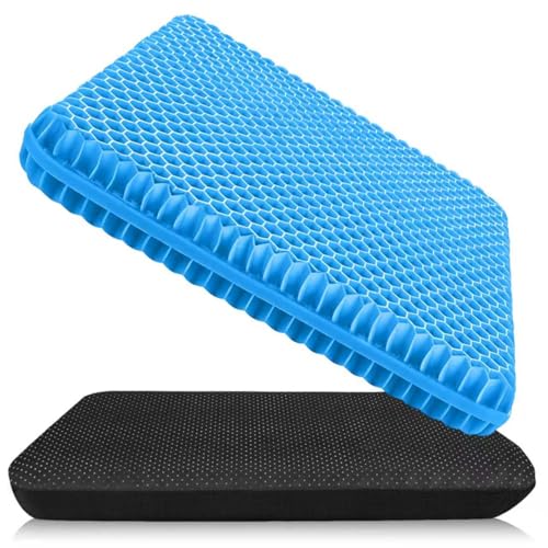 Plus Size Gel Cushion for Long Sitting, Breathable Honeycomb Pressure Relief Pad for Office Chair, Car & Wheelchair (Plus Size - Blue) - color: Plus Size - Blue