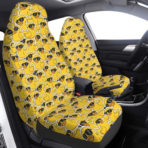 Dujiea Yellow Cartoon Duck Car Front Seat Covers 2 Pcs Universal Auto Seat Covers Front Seats Only, Vehicle Bucket Seat Protectors Fit for Most Car SUV Sedan and Truck - color: Cartoon Duck