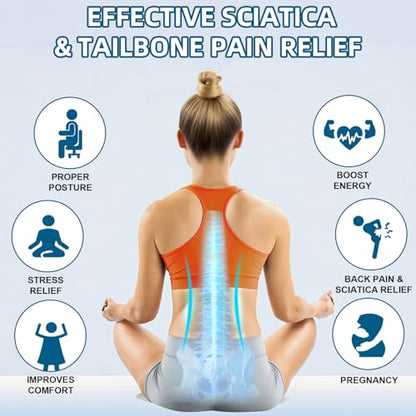 Seashell Seat Cushion - Memory Foam Cushion for Office Chair, Car Seat, Airplane - Sciatica & Hip & Coccyx Pain Relief for Long Sitting Office Workers, Car Drivers