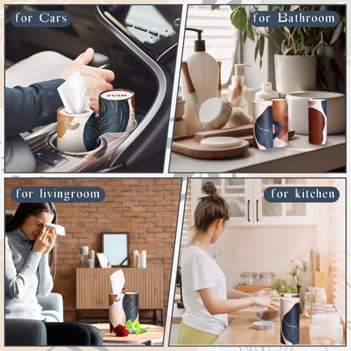 Outus 12 Pcs Boho Car Tissues Cylinder Holder with 3 Ply Facial Tissue Bulk Black White Round Tissue Holder Travel Tissues Boxes Container for Car Cup Wedding Birthday Party - style: Boho 2