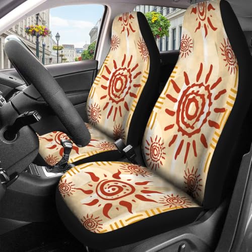 Bohemian Sun Car Seat Covers Set of 2, Breathable Front Seat Covers for Truck Sedan SUV, Boho Car Accessories, Boho Gift for Women Men - color: Boho Sun