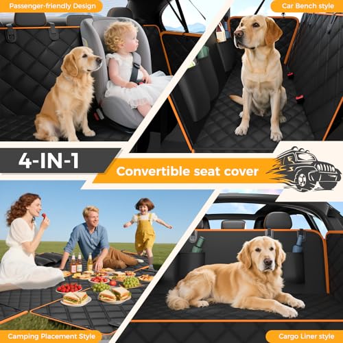 Dog Car Seat Cover for Back Seat,100% Waterproof Scratch Proof Nonslip Seat Cover,600D Heavy Duty Scratch Proof Nonslip Durable Soft Dog Hammock