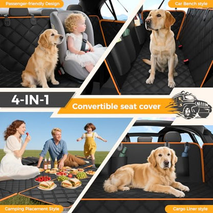 Dog Car Seat Cover for Back Seat,100% Waterproof Scratch Proof Nonslip Seat Cover,600D Heavy Duty Scratch Proof Nonslip Durable Soft Dog Hammock