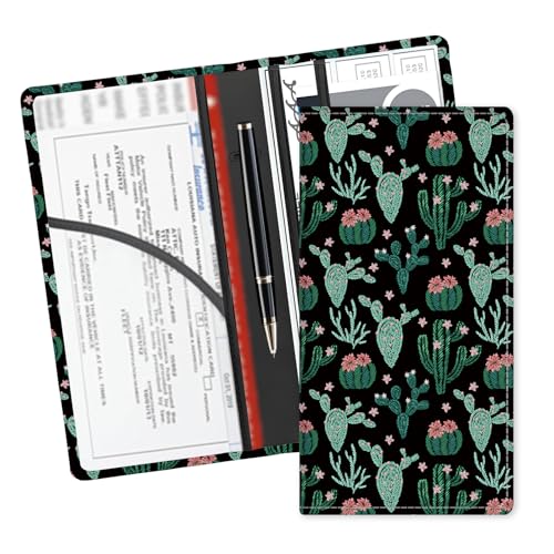Leather Car Registration and Insurance Card Holder, Cute Car Accessories Vehicle Glove Box Car Organizer for Documents, Cards, License Cute Cactus - color: Cute Cactus