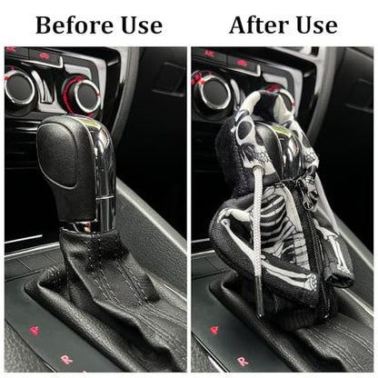 HXOUSE Skull Gear Shift Hoodie - Easy to Put & Remove Shifter Hoodie with Zipper, Soft & Comfortable Fabric Shift Knob Hoodie Fits Most Car Shifters Enhance Your Driving Experience