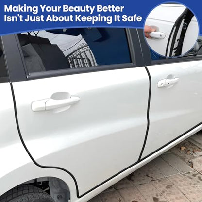 Car Door Edge Guards Strip - Upgraded, Easy Install, Tightly, Fade-Resistant, Universal Fit Most of Cars, Black Automotive Door Protector, Rubber Edge Trim Molding, 16.5Ft