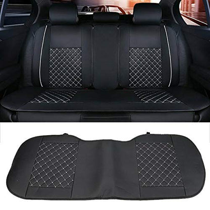 Universal PU Leather Car Seat Cover Full Set 5-Seat Front&Rear Cushions Full Seat with Pillows Fit for SUV Truck Van Year Round Use (Black/White Line) - color: Black/White Line