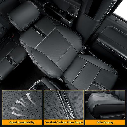 Super Cover® for Ford F150 Seat Covers 2015-2024 2025 2026 Full Set, for F-150 XL/XLT Leather Truck Seat Cover, for F150 Accessories 2016 2017 2018 2019 2020 2021 2022 2023, Only for Bucket Seat