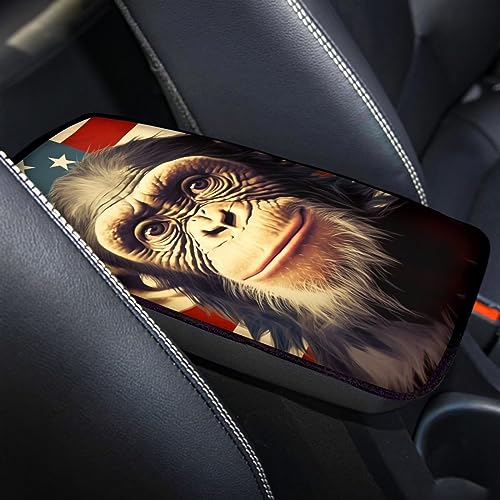 Car Center Console Pad, Universal Waterproof Car Armrest Seat Box Cover, Car Interior Accessories for Most Vehicle SUV Truck Vintage American Flag Monkey Car Armrest Pad - color: vintage american flag monkey