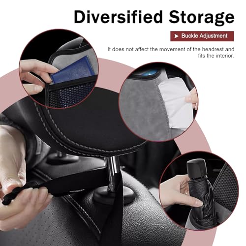 Car Hanging Tissue Holder, Strap-On Non-Slip Front and Back Seat Side Organizer with Mesh Net, Waterproof Leather Space Saving Car Cup Holder, Universal for Most Cars (Gray) - color: Gray