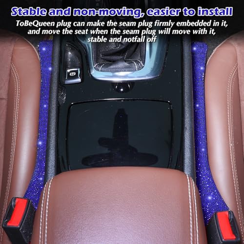 Briwill Bling Blue Car Seat Gap Filler 2 Pack Handmade Crystal Rhinestone Diamond Blue Gap Filler for Car SUV Truck Blue Bling Car Accessories for Women(Blue) - color: K-Dark blue