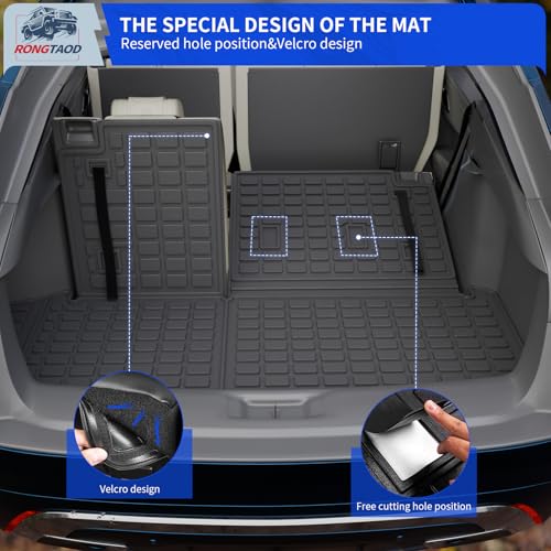 Cargo Mat Compatible with 2024 2025 2026 Toyota Grand Highlander Cargo Liner Trunk Mat TPE All Weather Back Seat Cover Protector Grand Highlander Accessories (Trunk Mat with Backrest Mat) - color: Trunk Mat with Backrest Mat