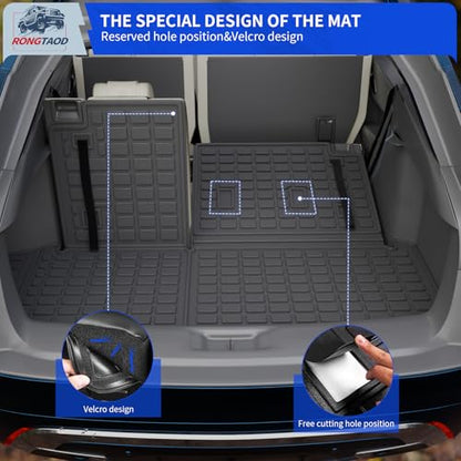 Cargo Mat Compatible with 2024 2025 2026 Toyota Grand Highlander Cargo Liner Trunk Mat TPE All Weather Back Seat Cover Protector Grand Highlander Accessories (Trunk Mat with Backrest Mat) - color: Trunk Mat with Backrest Mat