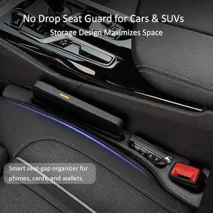 Car Seat Gap Filler Organizer 2-Pack - Universal Fit Seat Gap Plug Blocker, Drop-Proof Console Catcher for Phones, Keys & Cards, Interior Auto Accessories for Cars, Trucks & SUVs