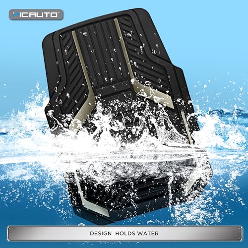 PIC AUTO Heavy Duty Rubber Floor Mats, Gray Aluminum Film Car Mats Set, Front and Rear Car Mats with Anti-Slip Backing, All Weather Protection, Trim-to-Fit for Automotive SUV, Sedan, Van - color: Gray