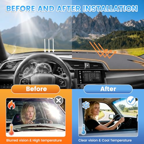 KUST Gray Dash Cover Compatible with Honda Civic 2016-2021 Dashboard Cover Accessories for Civic Non-Slip Polyester Dashboard Mat Custom Fit Center Console Sunshield Protector No Glare - size: Civic 16-21(Gray)