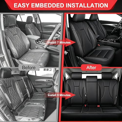 TTX LIGHTING Seat Covers for Buick Envision 2021-2026 Full Set 5 Seats Premium Waterproof Faux Leather Airbag Compatible Custom Fit Buick Envision Seat Covers Black - size: 14.Envision 2021-2026 5 Seat Full Set