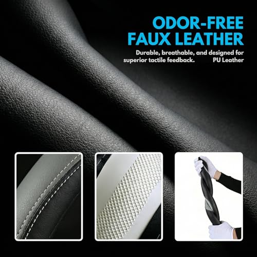 Car Steering Wheel Cover-15 Universal Fit,Breathable Faux Leather Cover with Anti-Slip Lining All Season Cartoon Bear Steering Wheel for Diverse Car Brands,Cute Soft Washable Auto Interior Accessory