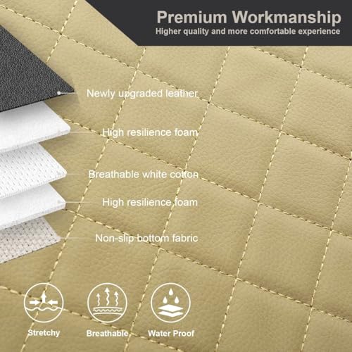 GIANT PANDA Front Seat Covers for Bucket Seats, Faux Leather Seat Covers Universal for Most Cars SUV and Mini Van (Beige) - color: Beige