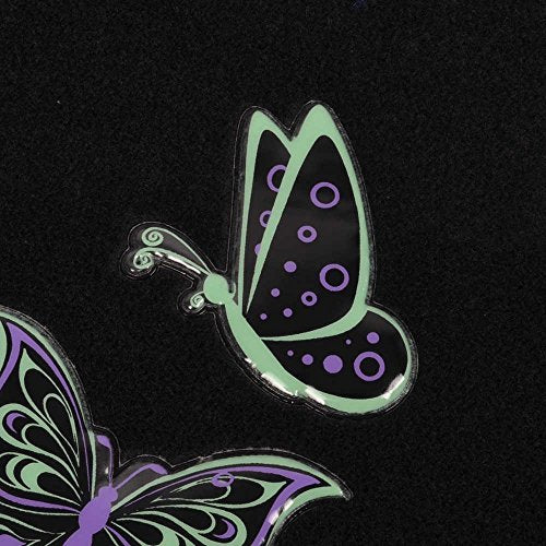 BDK Embossed Neon Purple & Green Butterflies Design Carpet Car Floor Mats for Auto Van Truck SUV-4 Pieces Front & Rear Full Set with Rubber Backing-Universal Fit