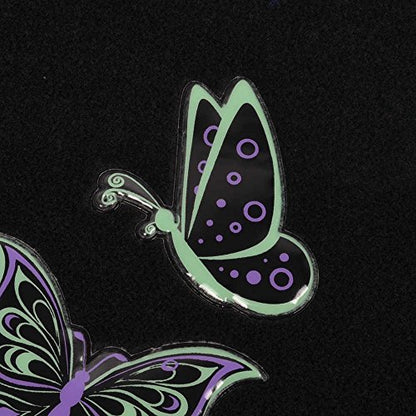 BDK Embossed Neon Purple & Green Butterflies Design Carpet Car Floor Mats for Auto Van Truck SUV-4 Pieces Front & Rear Full Set with Rubber Backing-Universal Fit - color: Neon Butterflies Mats