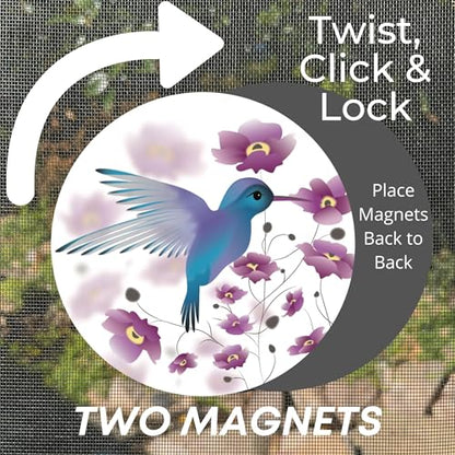 Screen Door Magnets Double Sided – Keep People, Kids, and Dogs from Running into a Screen Door. Saver - Robbins Aria Hummingbird - color: Hummingbird