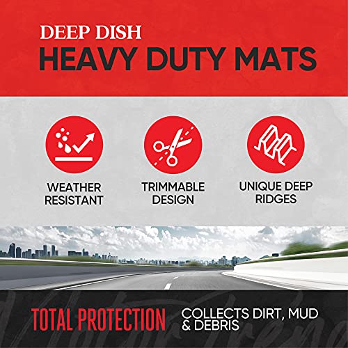 Motor Trend FlexTough Black Floor Mats for Cars & Cargo Mat Full Set - All Weather Front & Rear Rubber Automotive Floor Mats & Cargo Liner for SUV, Car, & Van - Interior Trunk Mat & Floors Cover
