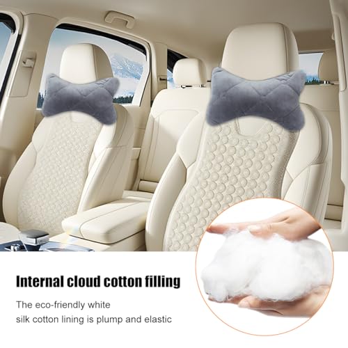 2PCS Car Headrest Pillow, Comfortable Ergonomic Design Vehicle Seat Neck Pillow for Driving Fatigue Relief, Soft Breathable Automotive Interior Head Rest Cushion Pad, Universal Fit (Gray) - color: Gray