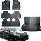 Floor Mats & Cargo Liners & Backrest Mat for 2014-2019 Toyota Highlander 7&8 Seats TPE All Weather Protection Car Floor Mats with Trunk Mat Covering The Backrest - size: 14-19丨highlander 7&8seat