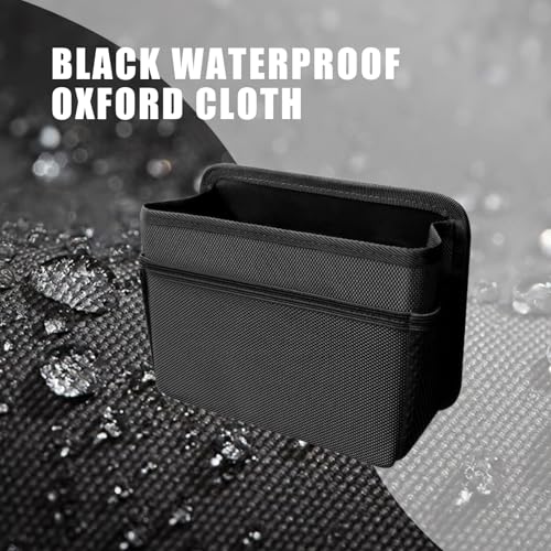 Car Trash Can, Foldable Mini Car Trash Can with 1 Roll Garbage Bag, Hanging Vehicle Garbage Organizer Holder, Automotive Interior Accessories Waterproof Storage Box (Black)