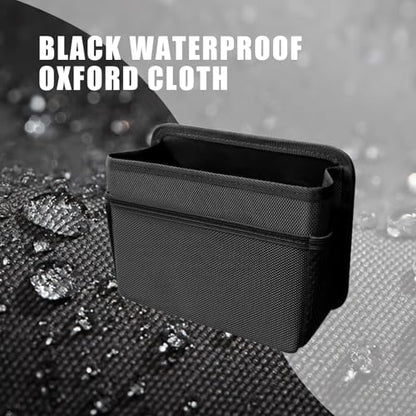 Car Trash Can, Foldable Mini Car Trash Can with 1 Roll Garbage Bag, Hanging Vehicle Garbage Organizer Holder, Automotive Interior Accessories Waterproof Storage Box (Black)