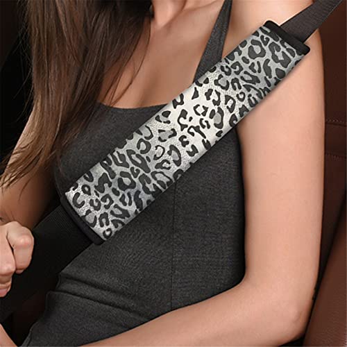 Dreaweet Grey Leopard Print Seat Belt Pads Cover for Adults Kids, Stylish Car Seatbelt Cover 2 pcs, Universal Soft and Safe - color: Leopard-2