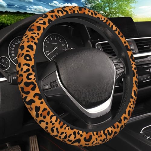 Animal Leopard Print Cheetah Steering Wheel Cover, Non-Slip Breathable Neoprene Steering Wheel Covers, Women Car Accessories Universal 15 Inch Fit Auto, Suvs, Truck - color: Animal Leopard
