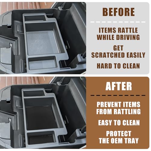 Center Console Organizer Compatible with 2022-2026 Chevy Silverado/GMC Sierra 1500 and 2024-2026 Silverado & Sierra 2500HD 3500HD Armrest Storage Box w/Bucket Seats ONLY(OEM Tray Mats only) - size: Console Mats
