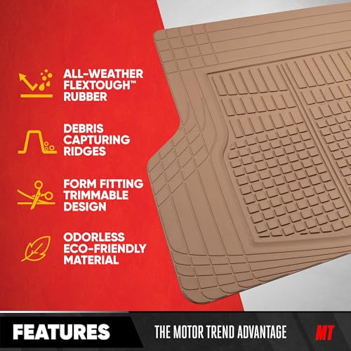 Motor Trend FlexTough Rear Cargo Mat – Heavy-Duty Trimmable Car Trunk Mat for Back of SUV, Universal Rear Cargo Liner for SUV, Flexible Trunk Liner, Automotive Floor Mats & Cargo Liners (Beige) - color: Beige