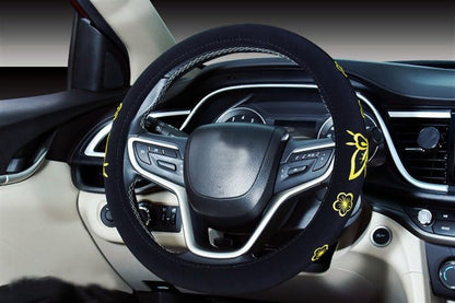 Mayco Bell Automotive Women Embroidery Cute Car Steering Wheel Cover (Yellow Butterfly New) - color: Yellow Butterfly