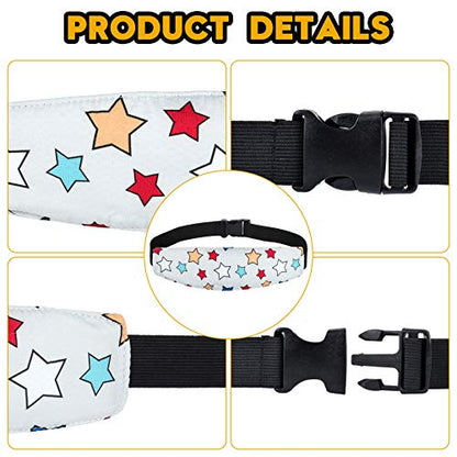 Baby Carseat Head Support,Car seat Straps Pillow Support Ban,Stroller Neck Relief Strap Headrest,Slumber Sling Sleep Positioner for Toddler Infants Child Children Kids(White Stars + Birds) - color: White