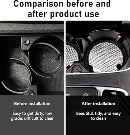 2PCS Car Cup Holder Coasters, Carbon Fiber Non-Slip Cup Coaster, 2.68" Waterproof Cup Holder Insert Coaster Pad, Universal Drink Mat for Car Truck SUV, Auto Interior Accessories(Silver) - color: Silver