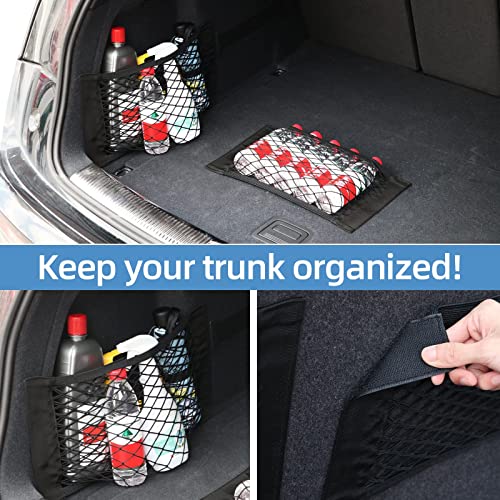 Universal Mesh Cargo Net for Car Trunk Storage,Elastic Small Automotive Cargo Net Pocket Wall Sticker Organizer Pouch Bag Storage for SUV,2 Pack with Tape Stickers - size: 15 x9.5 inch