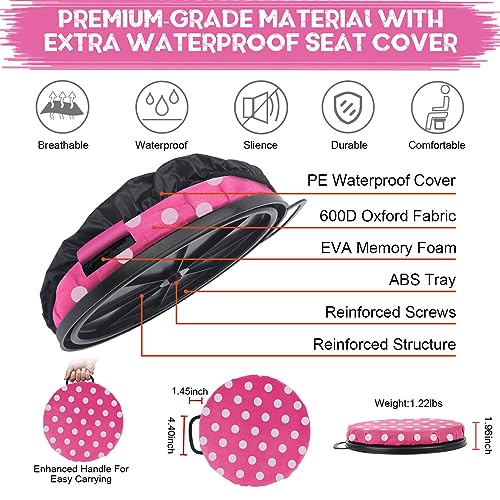 WarBull 5 Gallon Bucket Seat, 360-Degree Swivel Seat Foam Cushion Bucket Seat Lid with Waterproof Cover for Dove Duck Hunting, Fishing, Baseball, Gardening and Camping - color: Pink Polka Dot