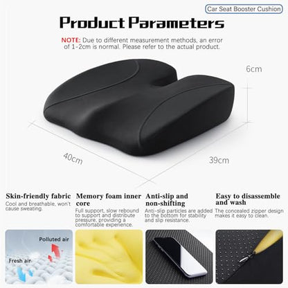 Car Seat Cushion for Subaru Outback 2025 2026, Wedge Driver Seat Cushion, Thick Memory Foam Height Increasing Seat Cushion, Non Slip Ergonomic Driving Cushion,A 39cm x 40cm x 6cm - size: A 39cm x 40cm x 6cm