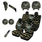 Horeset Camouflage Car Seat Cover Full Set of 11pcs with Headrest Protector Lanyards Key Chain Cup Pad Gear Shift Knob & Handbrake Sleeve Automotive Seat Cover American Flag Deer - color: Camouflage American Flag Deer