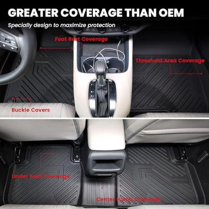 LASFIT Floor Mats & Backrest Mats & Cargo Mat for Nissan Rogue 2026 2025 2024 2023 2022 2021 (Not Fit Rogue Sport), All Weather TPE Custom Fit Floor Liners Car Mats Accessories, Black - size: 1)For Nissan Rogue | 2021-2026 | Full