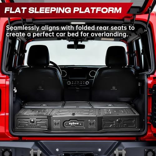 MagicBox Car Trunk Organizer for 2021-2025 Ford Bronco 4-Door, Heavy-Duty PE Storage Drawer with Hidden Lock, Fold-Flat SUV Sleeping Platform & Cargo Management System
